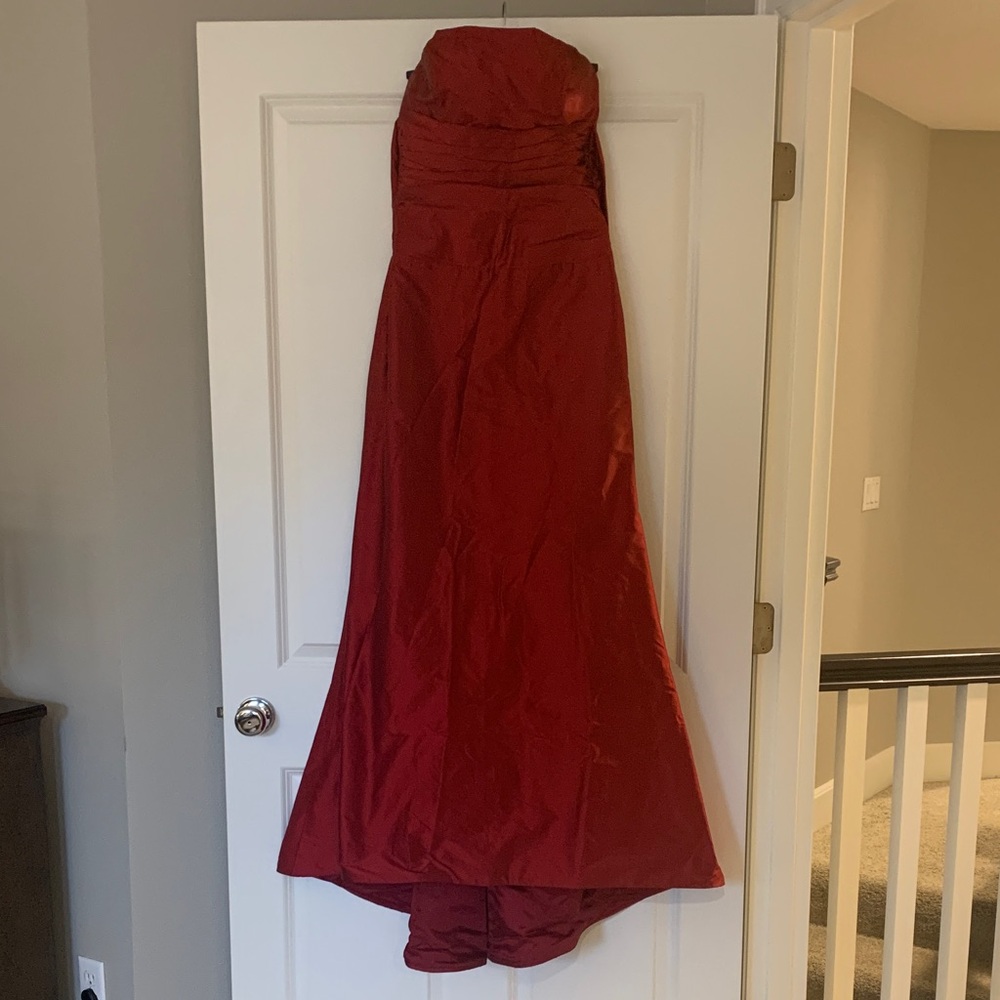 Elegant Floor Length Strapless Red Dress